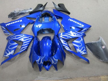Carénages Kawasaki ZX10R 03-05 - Bleu Blanc Flamme