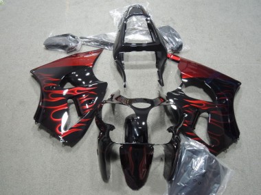 Carénages Kawasaki ZX6R 00-02 - Noir Rouge Flamme