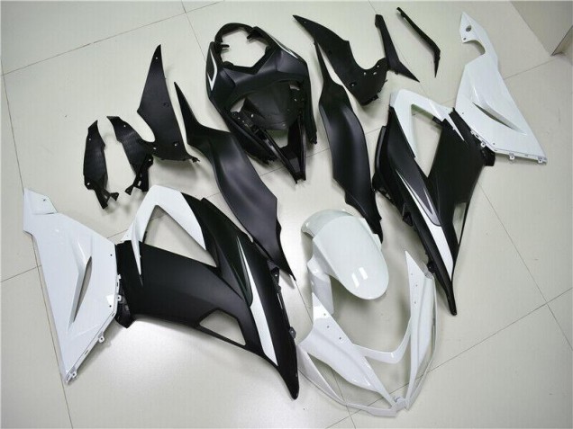 Carénages Kawasaki ZX6R 13-18 - Blanc Noir Carénages Kawasaki ZX6R 13-18 - Blanc Noir