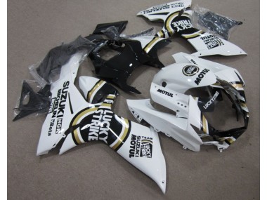 Carénages Suzuki GSXR 600 K11 11-24 - Blanc Lucky Strike Noir Motul