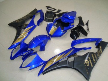 Carénages Yamaha R6 06-07 - Noir Bleu avec Or Décalque