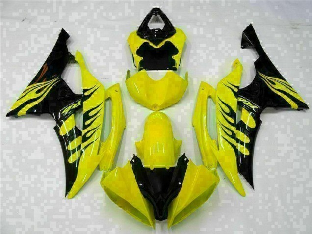 Carénages Yamaha R6 08-16 - Jaune Noir Carénages Yamaha R6 08-16 - Jaune Noir