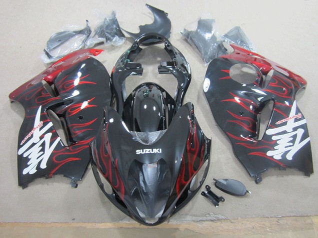 Carrosserie Suzuki GSXR 1300 Hayabusa 96-07 - Noir Rouge Flamme Carrosserie Suzuki GSXR 1300 Hayabusa 96-07 - Noir Rouge Flamme