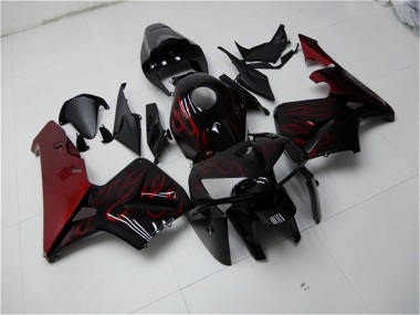 Kits Carénage Moto Honda CBR600RR 2005-2006 - Noir Brillant Rouge Flamme Vendre