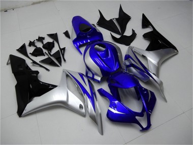 Carénages Moto Honda CBR600RR 2007-2008 - Argent Bleu Noir Brillant OEM Style Vendre