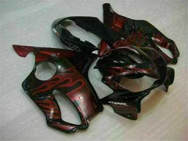 Carénages Moto Honda CBR600 F4i 2004-2007 - Noir Brillant Rouge Flamme Vendre