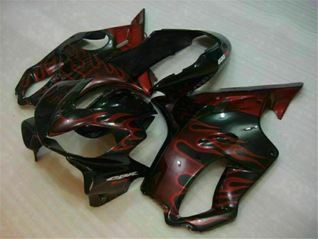 Carénages Moto Honda CBR600 F4i 2004-2007 - Noir Brillant Rouge Flamme