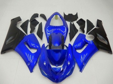 Carénages Moto Kawasaki ZX6R 2005-2006 - Bleu Noir Mat Vendre
