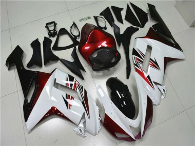 Carénages Moto Kawasaki ZX6R 2007-2008 - Blanc Noir Rouge Vendre