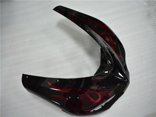 Carénage Moto Kawasaki ZX10R 2006-2007 - Noir Brillant Rouge Flamme