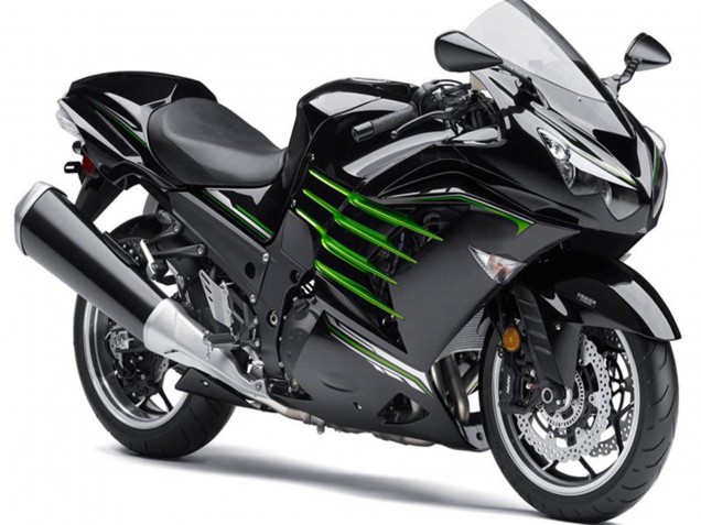 Carénages Moto Kawasaki ZX14R ZZR1400 2012-2024 - Noir Brillant Noir Mat Vert
