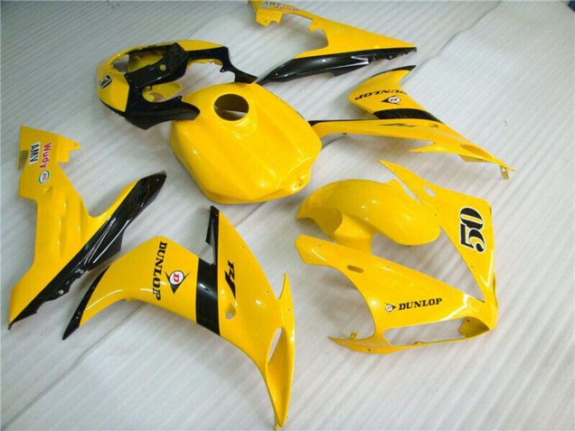 Carénages Moto Yamaha YZF R1 2004-2006 - Jaune Noir Brillant Dunlop 50