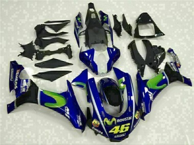 Carénages Moto Yamaha YZF R1 2015-2019 - Bleu Argent Noir Vert MoviStar Vendre
