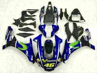 Carénages Moto Yamaha YZF R1 2015-2019 - Bleu Argent Noir Vert MoviStar Vendre