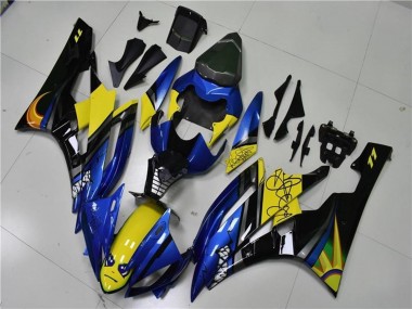 Carénages Moto Yamaha YZF R6 2006-2007 - Bleu Jaune Noir Brillant Requin Vendre