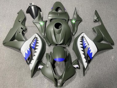 Carénages Moto Honda CBR600RR 2007-2008 - Vert Armée Blanc Bleu Requin Vendre