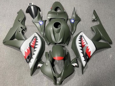 Carénages Moto Honda CBR600RR 2007-2008 - Vert Armée Blanc Rouge Requin Vendre