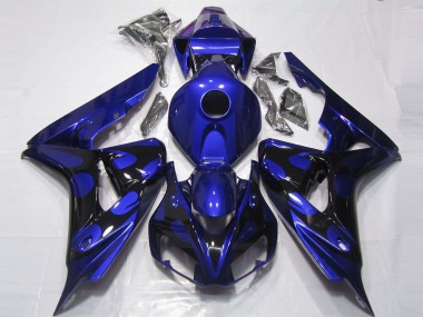 Carénages Moto Honda CBR1000RR 2006-2007 - Bleu Noir Brillant Flamme Vendre