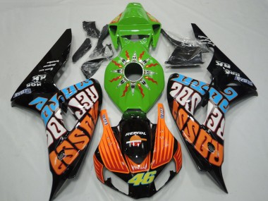 Carénages Moto Honda CBR1000RR 2006-2007 - Vert Orange Bleu Noir Brillant Rossi 46 Vendre