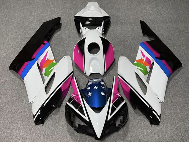 Carénages Moto Honda CBR1000RR 2004-2005 - Blanc Rose Bleu Noir Brillant Étoile