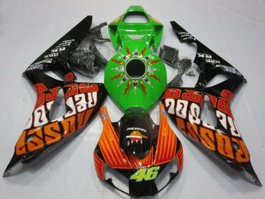 Carénages Moto Honda CBR1000RR 2006-2007 - Vert Orange Noir Brillant Rossi 46 Vendre