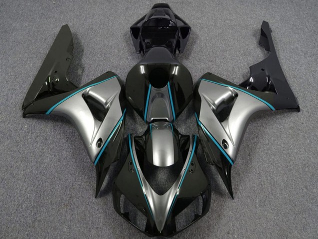 Carénages Moto Honda CBR1000RR 2006-2007 - Argent Bleu Noir Brillant Rayures