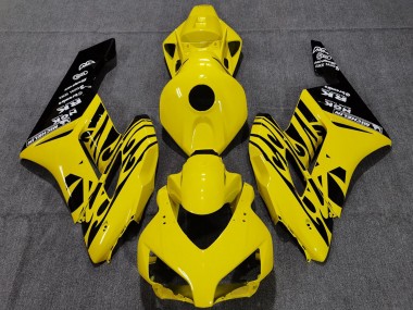 Carénages Moto Honda CBR1000RR 2004-2005 - Jaune Noir Brillant Flamme Vendre