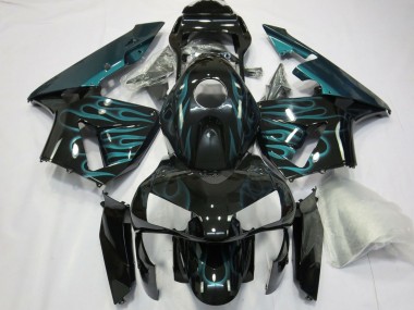 Carénages Moto Honda CBR600RR 2003-2004 - Noir Brillant Vert Flamme Vendre