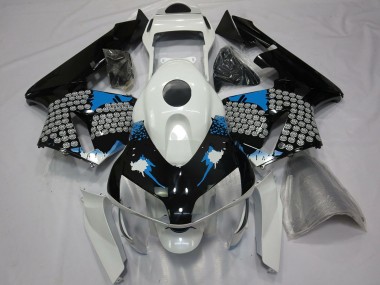 Carénages Moto Honda CBR600RR 2003-2004 - Blanc Bleu Noir Brillant Splatter Vendre