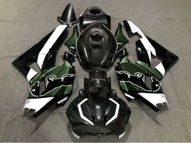 Carénages Moto Honda CBR600RR 2013-2023 - Noir Fibre de Carbone Blanc Vert Taureau