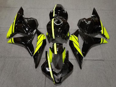 Carénages Moto Honda CBR600RR 2009-2012 - Noir Brillant Haute Visibilité Jaune Bande Vendre
