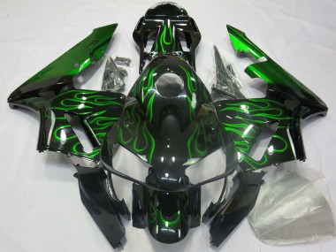 Carénages Moto Honda CBR600RR 2003-2004 - Noir Brillant Bleu Flamme Vendre
