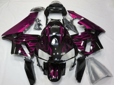 Carénage Moto Honda CBR600RR 2003-2004 - Noir Brillant Violet Flamme Vendre