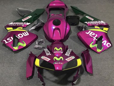 Carénages Moto Honda CBR600RR 2003-2004 - Rose Vif Jaune Vert MoviStar Vendre