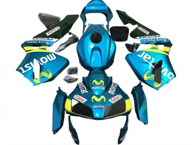 Carénages Moto Honda CBR600RR 2003-2004 - Bleu Clair Jaune Vert MoviStar Vendre