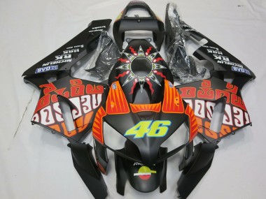 Carénages Moto Honda CBR600RR 2003-2004 - Noir Mat Orange Jaune Rossi 46 Vendre