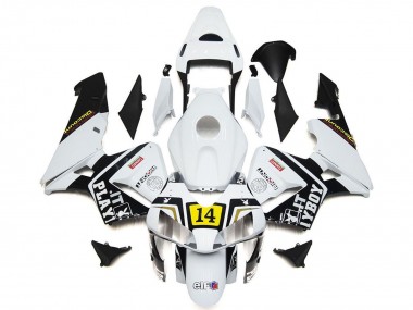 Carénages Moto Honda CBR600RR 2003-2004 - Blanc Jaune Noir Brillant Playboy 14 Vendre