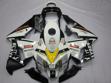 Carénages Moto Honda CBR600RR 2003-2004 - Blanc Jaune Noir Brillant Playboy Style Vendre