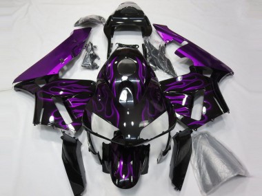 Carénages Moto Honda CBR600RR 2003-2004 - Noir Brillant Violet Flamme Vendre