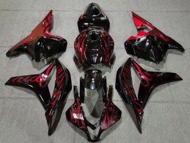 Carénages Moto Honda CBR600RR 2009-2012 - Noir Brillant Rouge Flamme Vendre