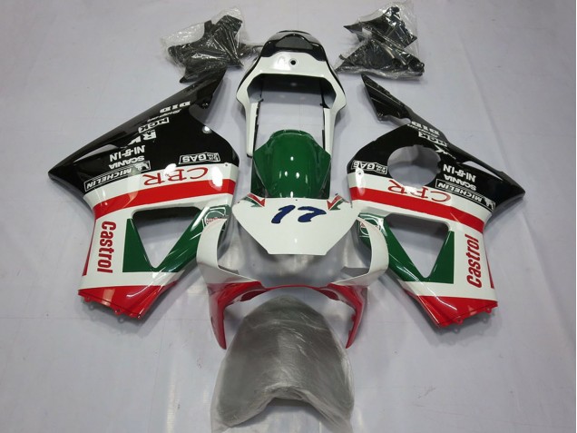 Carénages Moto Honda CBR954RR 2002-2003 - Blanc Rouge Vert Noir Brillant CRR Castrol