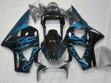 Carénages Moto Honda CBR954RR 2002-2003 - Noir Brillant Bleu Clair Flamme Vendre