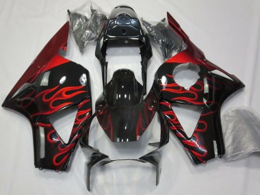 Carénages Moto Honda CBR954RR 2002-2003 - Noir Brillant Rouge Flamme Vendre