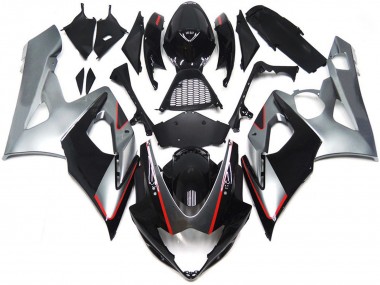 Carénages Moto Suzuki GSXR 1000 2005-2006 - Noir Brillant Argent Rouge Vendre