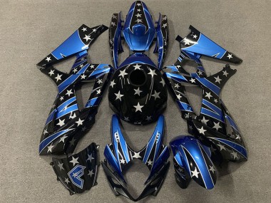 Carénages Moto Suzuki GSXR 1000 2007-2008 - Bleu Noir Brillant Étoile Vendre