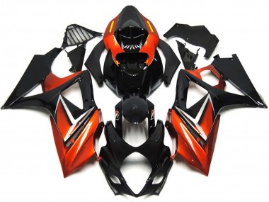 Carénages Moto Suzuki GSXR 1000 2007-2008 - Noir Brillant Orange Vendre