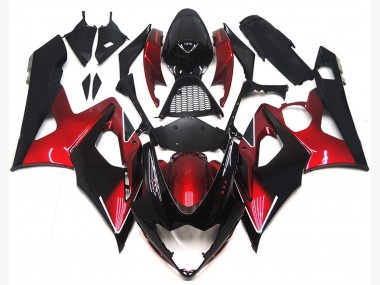 Carénages Moto Suzuki GSXR 1000 2005-2006 - Bonbon Rouge Noir Brillant Vendre