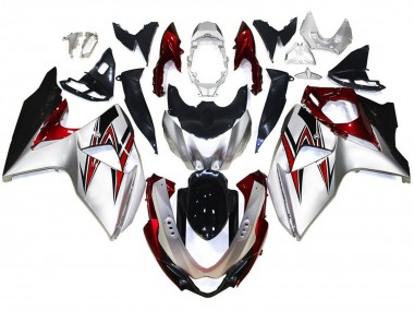 Carénages Moto Suzuki GSXR 1000 2009-2016 - Argent Rouge Noir Vendre