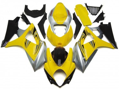 Carénages Moto Suzuki GSXR 1000 2007-2008 - Jaune Argent Noir OEM Style Vendre