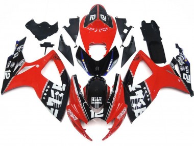 Carénages Moto Suzuki GSXR 600 / GSXR 750 2006-2007 - Rouge Noir Brillant Blanc Vendre